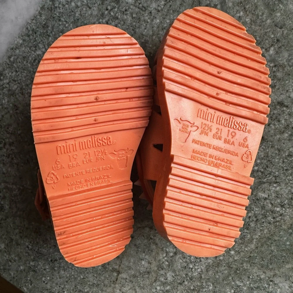 Mini Melissa | Francxs Dino Baby Orange Pink Coral Sandals | size 6